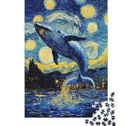 Whale in Starry Night-5 1000-Piece Puzzle for Adults, 52x38cm/1000pcs, Smooth White Pieces for Easy Handling; for Relaxed Evenings at The Table