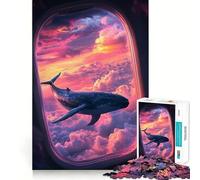 Whale in The Clouds Jigsaw 1000 Pieces Memory Skill Fun Smooth Edge Perfect Interlock Fun-filled Way to Fill Empty Hours (38x52cm)