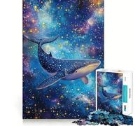 Whale in The Galaxy 1000 Adult Pieces Jigsaw Puzzle Mind Challenge Toy Neat Cut Perfect Alignment Family Fun Night Activity (38x26cm)