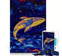 Whale in The Night Sky Jigsaw 1000 Pieces Memory Skill Fun Smooth Edge Perfect Interlock Fun-filled Way to Fill Empty Hours (38x26cm)