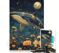 Whale in The Night Sky Jigsaw Puzzles 1000 Mental Focus Game No Gap Tight Fitting Design Interactive Brain Challenge for Home (38x26cm)