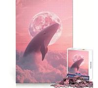 Whale In The Pink Sky 1000 Piece Jigsaws for Teenagers Puzzle Recall Skill Restful Escape Crisp Edges Cozy Xmas Gift (38x52cm)
