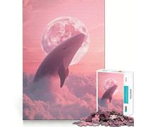 Whale In The Pink Sky Jigsaw 1000 Pieces for Teenagers Memory Train Fun Clean Seamless Connection Relaxing Indoor Group Activity (38x52cm)