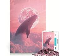 Whale In The Pink Sky Jigsaw for Teenagers 1000 Pieces Memory Fun Game Smooth Burr Free Surface Birthday Gift Brain Teaser Toy (50x75cm)