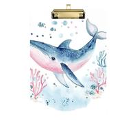 Whale in The Sea clipboard case Metal Transparent for Soccer Truck Driver Size 9 x 12