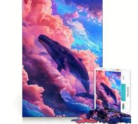 Whale in The Sky 1000-piece Jigsaw Puzzles Brain Focus Game Expert Cutting Craftsmanship Fascinating Hobby for Idle Moments (38x52cm)