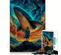 Whale in The Sky Jigsaw 1000 Pieces Memory Skill Fun Smooth Edge Perfect Interlock Fun-filled Way to Fill Empty Hours (38x52cm)