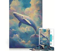 Whale in The Sky Painting 1000 Piece Jigsaw Puzzles for Teenagers Recall Fun Play Tight Interlock No Gaps Family Fun Night Activity (38x52cm)