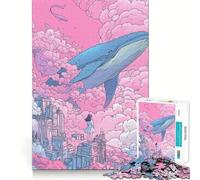 Whale in The Sky with Girl Jigsaw Puzzles for Adults 1000 Think Boost Game Precise Interlock Structure Easy to Learn Family Enjoyment (38x52cm)