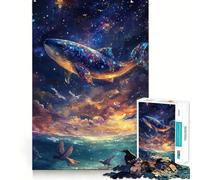 Whale in The Stars Jigsaw 1000 Pieces Memory Skill Fun Smooth Edge Perfect Interlock Fun-filled Way to Fill Empty Hours (38x26cm)