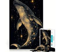 Whale in The Stars Jigsaw Puzzle 1000 Mental Recall Game High Accuracy Cutting Craft Interactive Brain Challenge for Home (38x26cm)