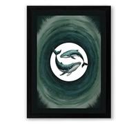 Whale in the Vortex Coastal Framed Wall Art Print A1 (84.1×59.4cm) Black, Wall Decor for Living Room, Bedroom, Office & Home, Ready to Hang, Art Gift
