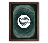 Whale in the Vortex Coastal Framed Wall Art Print A1 (84.1×59.4cm) Walnut, Wall Decor for Living Room, Bedroom, Office & Home, Ready to Hang, Art Gift