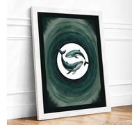 Whale in the Vortex Coastal Framed Wall Art Print A4 White