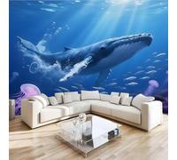 Whale Jellyfish Wall Mural 3D Effect Under The Sea Dream Non-Woven Self-Adhesive Wallpaper Living Room Bedroom Home Decor TV Background Large Art Wall Painting 250x175 cm