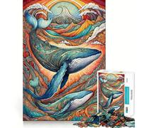 Whale Journey 1000-piece Jigsaw Puzzles Brain Training Fun Tight Interlock No Gaps Bonding Activity for Loved Ones (50x75cm)