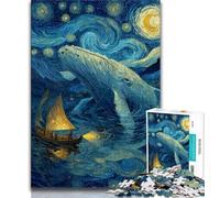Whale Jumping Out Jigsaw Puzzles 1000 Pieces for Adults Teens,Stress Reliever Difficult Challenge Enhance Love between Couples (75x50cm)