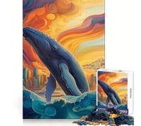 Whale Leaping Cityscape 1000 Piece Jigsaw Puzzles for Adults Teenagers Thought Training Mindful Leisure Uniform Cut Bday Surprise (50x75cm)