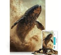 Whale Leaping from Sand Jigsaw for Adults 1000 Pieces Brain Memory Game Laser Cut for Flawless Fit Unique Gift for Stress Relief (38x52cm)