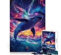 Whale Leaping Into Space 1000 Piece Jigsaw Puzzles for Adults Teenagers Thought Training Mindful Leisure Uniform Cut Bday Surprise (38x52cm)