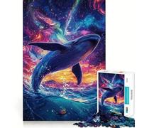 Whale Leaping Into Space Jigsaw 1000 Pieces for Teenagers Mental Boost Game Firm Fit Secure Assembly Family Fun Night Activity (38x52cm)