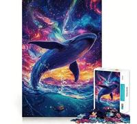 Whale Leaping Into Space Jigsaw 1000 Pieces Memory Skill Fun Smooth Edge Perfect Interlock Fun-filled Way to Fill Empty Hours (50x75cm)