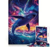 Whale Leaping Into Space Jigsaw Puzzles for Adults 1000 Piece Mental Exercise Mindful Leisure Snug Lock (50x75cm)