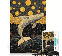 Whale Leaping Into Stars Jigsaw 1000 Pieces for Teenagers Mental Boost Game Firm Fit Secure Assembly Family Fun Night Activity (38x26cm)