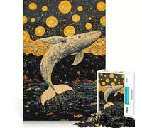 Whale Leaping Into Stars Jigsaw Puzzle 1000 Pieces Mental Focus Game Precision Cut Smooth Edges Absorbing Activity for Quiet Nights (38x52cm)
