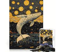 Whale Leaping Into Stars Jigsaw Puzzles 1000 Pieces for Adults Mind Power Mind Soothing Fun Uniform Edges Thoughtful Gift (38x52cm)
