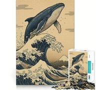 Whale Leaping over A Wave 1000-piece Jigsaw Puzzles Brain Focus Game Expert Cutting Craftsmanship Fascinating Hobby for Idle Moments (38x26cm)