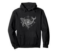 Whale Mandala Fine Line Art Ocean Spirit Pullover Hoodie