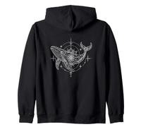 Whale Mandala Fine Line Art Ocean Spirit Zip Hoodie