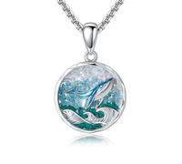 Whale Necklace 925 Sterling Silver Turquoise Whale Pendant Necklaces Ocean Jewelry Gifts for Women Men