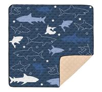 Whale Ocean Cartoon Navy Blue Large Stylish Baby Play Mat for Floor Portable Infant Play Activity Mat for Baby Kids Toddlers Infants, 50'' x 50''