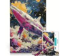 Whale Ocean Paint Adults 1000 Pieces Puzzle Mental Fun Game Advanced Laser Cutting Tech Amusing Challenge for Waiting Time (50x75cm)