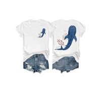 Whale Ocean Shirt Whale Shark T-Shirt Shark Shirt Christian Faith Shirts Funny Two Sided T-Shirt White