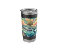 Whale Ocean Tree Island Clouds Surrealism Stainless Steel Insulated Tumbler