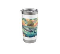 Whale Ocean Tree Island Clouds Surrealism Stainless Steel Insulated Tumbler