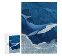 Whale Ocean Waves Art Print-3 Puzzle 1000 Teile Schwer Puzzle Spielzeug Lernspiel Impossible Herausforderungsspielzeug Für Erwachsene Kinder 300 PCS
