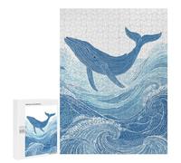 Whale Ocean Waves Art Print-5 Puzzle 1000 Teile Schwer Puzzle Spielzeug Lernspiel Impossible Herausforderungsspielzeug Für Erwachsene Kinder 500 PCS