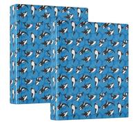 Whale on Blue 3 D-Ring Binder A4 2 Pack with 200 Sheet for Kids School Supplies Women Men Office