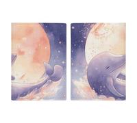 Whale on Clouds Passport Holder Cover PU Leather Waterproof Passport Case Travel Wallet with Credit Card Slots for Women Men, style, 20.3x13.8cm