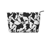 Whale Orca Killer, Cosmetic Bag Corduroy Makeup Bag Portable Travel Toiletry Bag