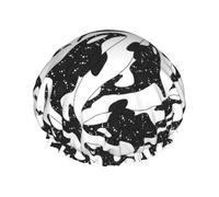 Whale Orca Killer,Shower Cap Nightcap Double Layer Waterproof Elastic Bath Cap Reusable Hair Cap
