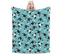 Whale Orca Soft Cozy Luxury Bed Blanket Microfiber Fleece Blanket All Season Lightweight Throw for The Bed… (M)