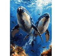 Whale Paint by Numbers for Adults, Animals Painting by Numbers DIY Color Oil Painting Hobbies for Adults Women with Acrylic Paint Brush Set for Room Decor, Wall Art, Gifts 50 x 70 cm -zjn2507D8