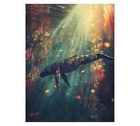 Whale Paint by Numbers for Adults, Ocean Paint by Numbers for Children, DIY Hobbies for Adults Women Canvas for Painting 22x16Inches,Paintings Wall Art for Living Room Decor Gifts for Women model-3528