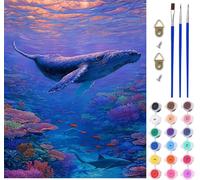 Whale Paint by Numbers for Adults on Canvas, Paint by Numbers Kits Marine Life, DIY Crafts for Adults Oil Painting Art Kits with Acrylic Oil Painting and Brushes, Home Wall Decor Gifts 40x54in 3-8517