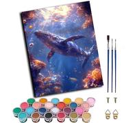 Whale Paint by Numbers for Adults with Frame, Paint by Numbers Kits on Canvas Marine Life, DIY Crafts for Adults Oil Painting Art Kits with Brushes, Home Wall Decor, Gifts for Women 30x40cm 8-2548